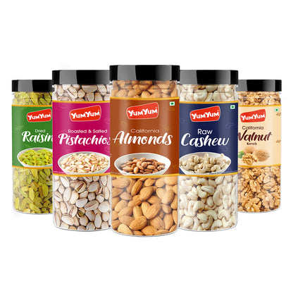 Yum Yum Almonds - Cashews - Pistachios - Raisins - Walnut Kernels (A-C-P-R-WK) Jar