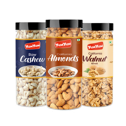 Yum Yum Almonds - Cashews - Walnut Kernels (A-C-WK) Jar