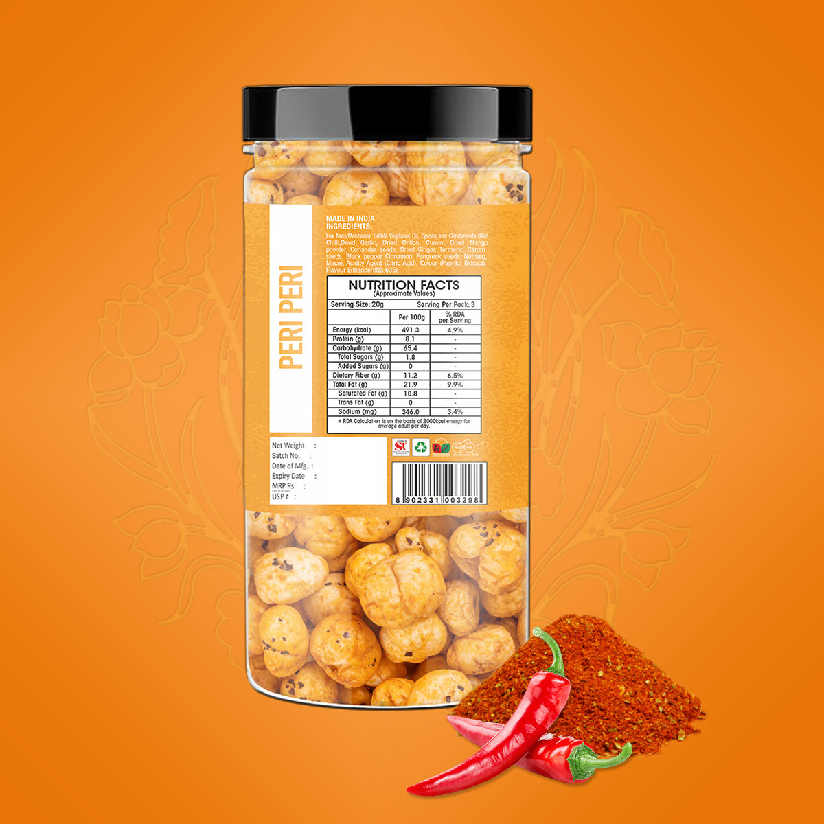 Yum Yum Peri Peri Makhana 90g Jar