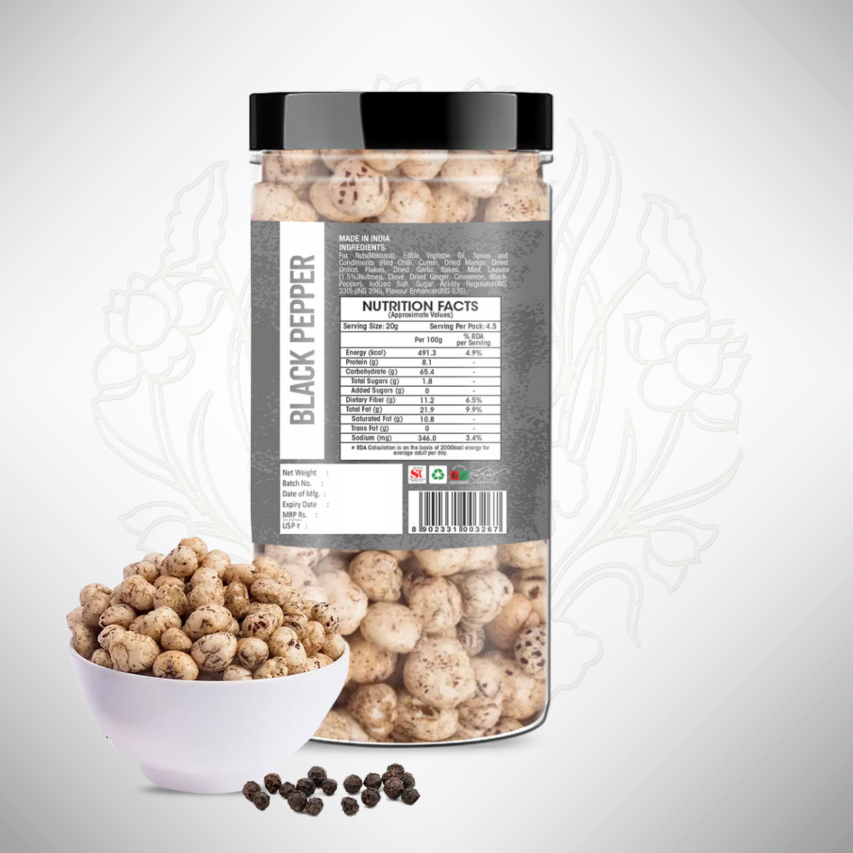 Yum Yum Black Pepper Makhana 90g Jar