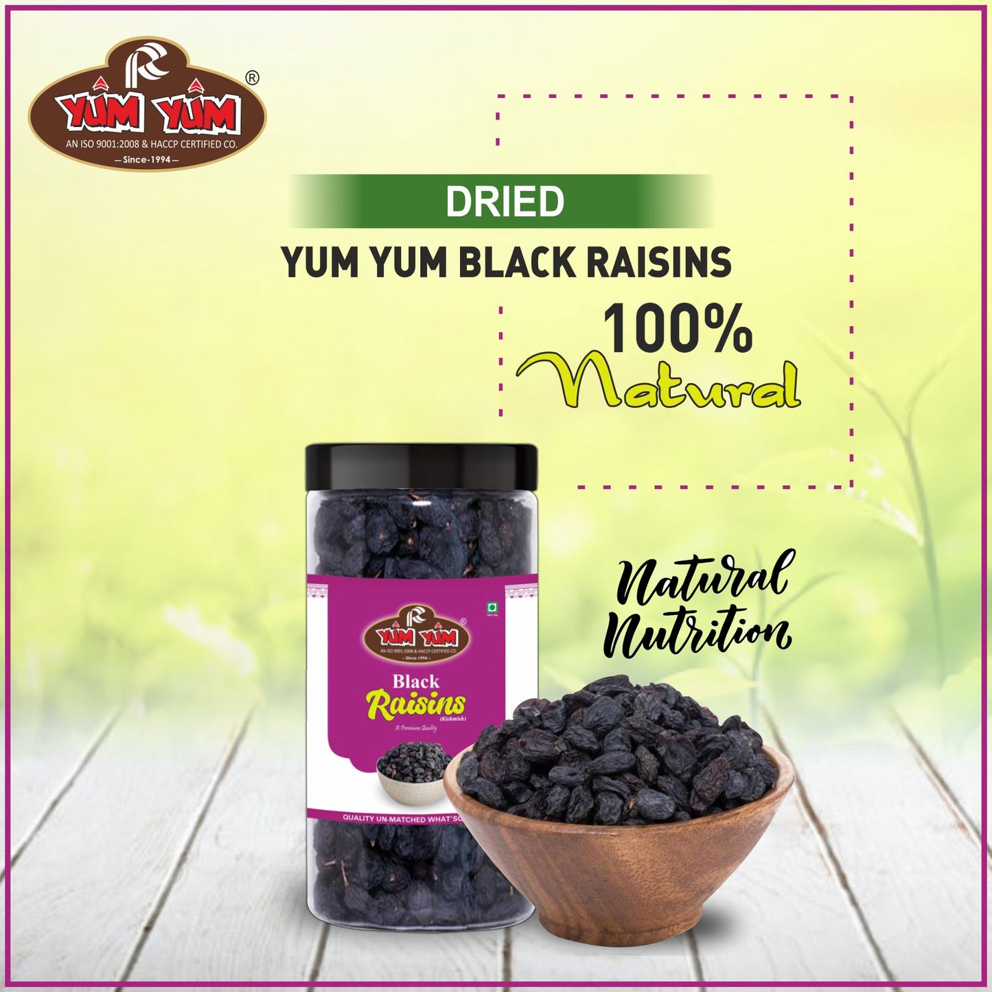 Yum Yum Black Raisins Jar