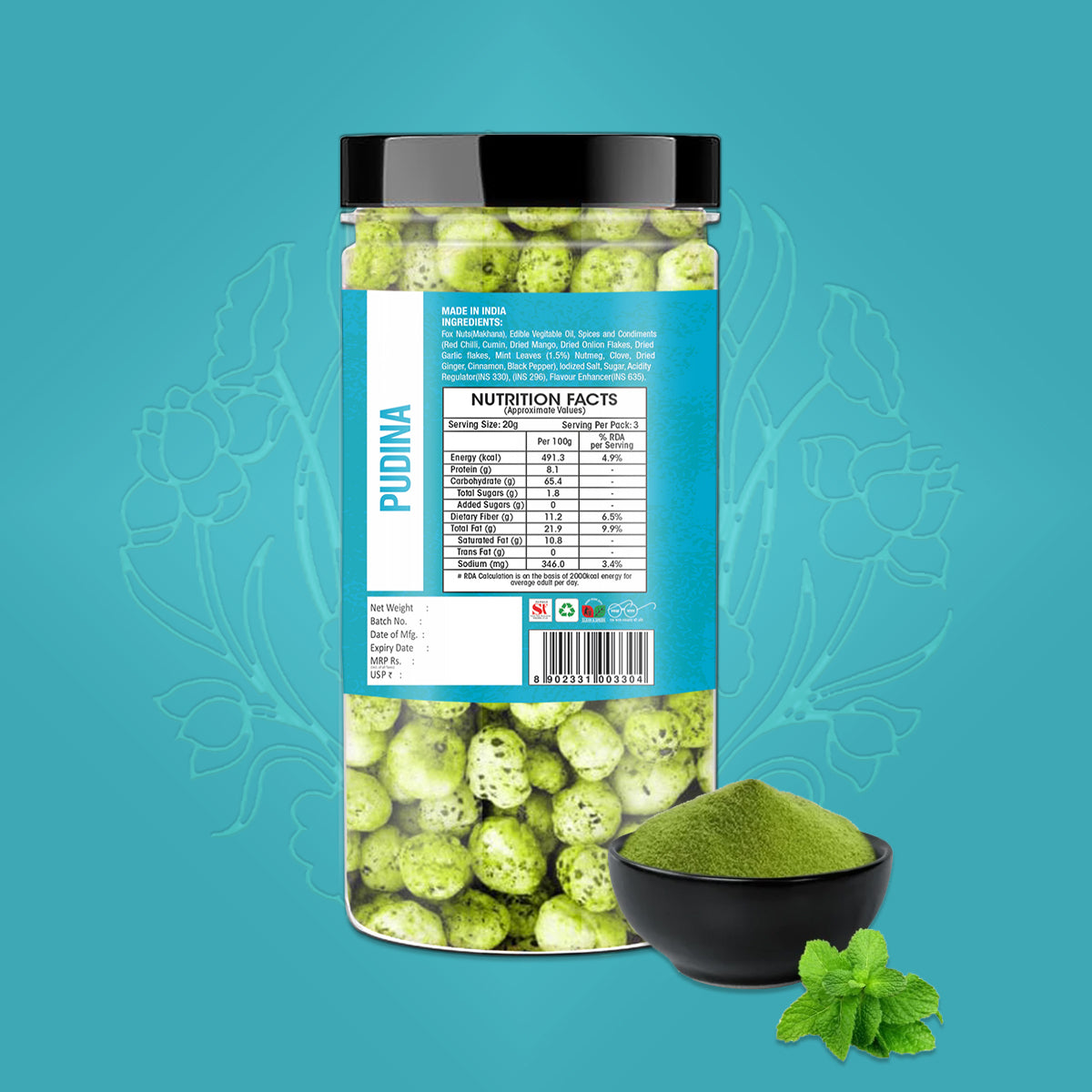 Yum Yum Pudina Makhana 90g Jar