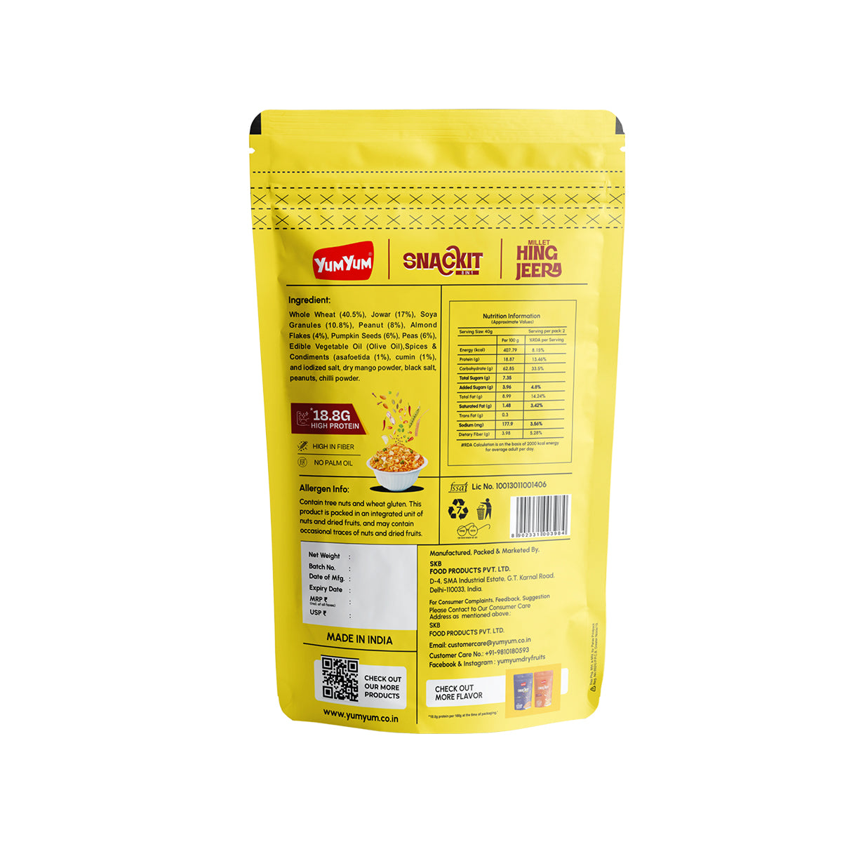 Yum Yum Hing Jeera Snackit-80g x Pack of 2 Pouch