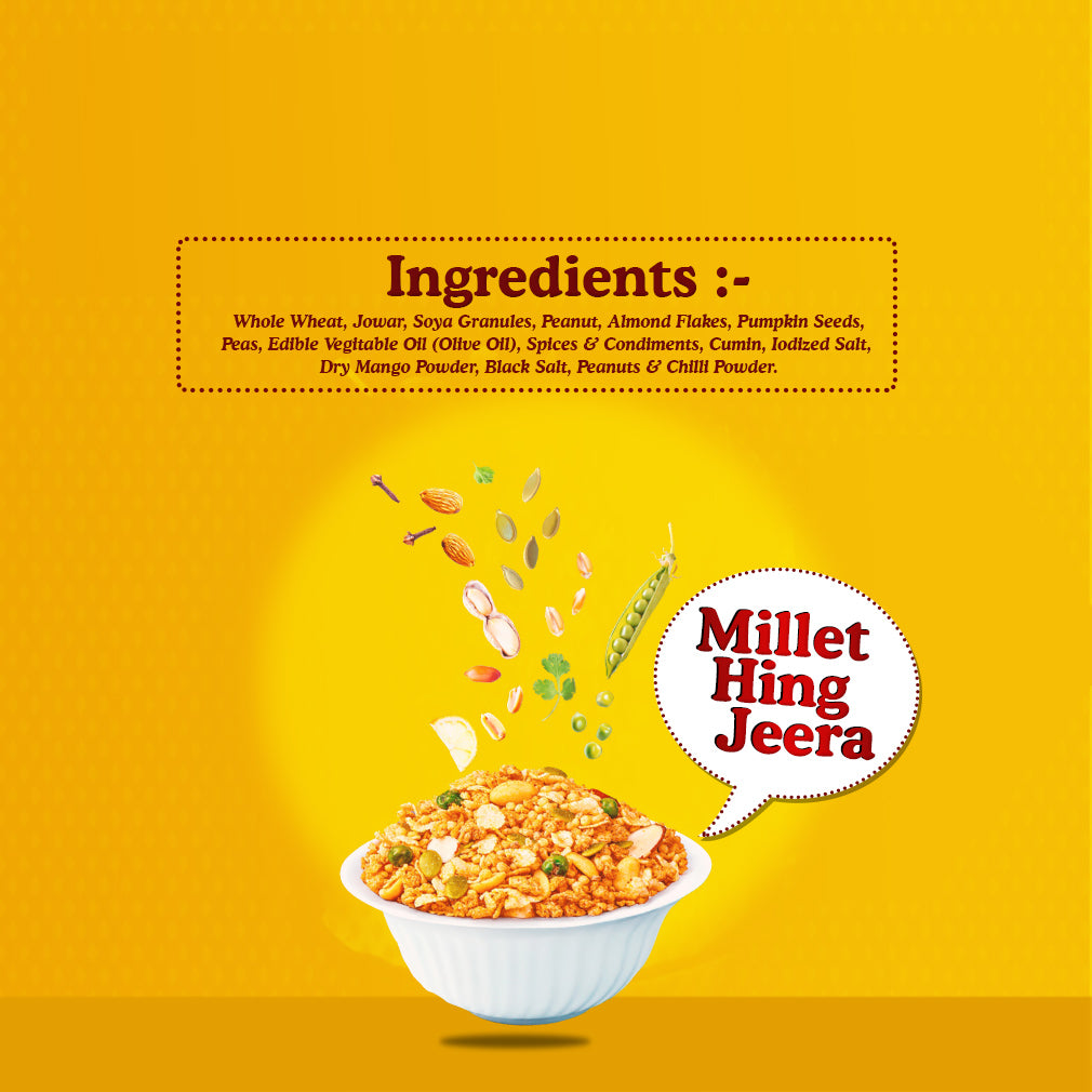 Yum Yum Snackit Healthy Millet Namkeen Combo | Indian Tadka, Hing Jeera & Hot Chilli Flavours | Crunchy Indian Snacks | Pack of 3 × 80 g