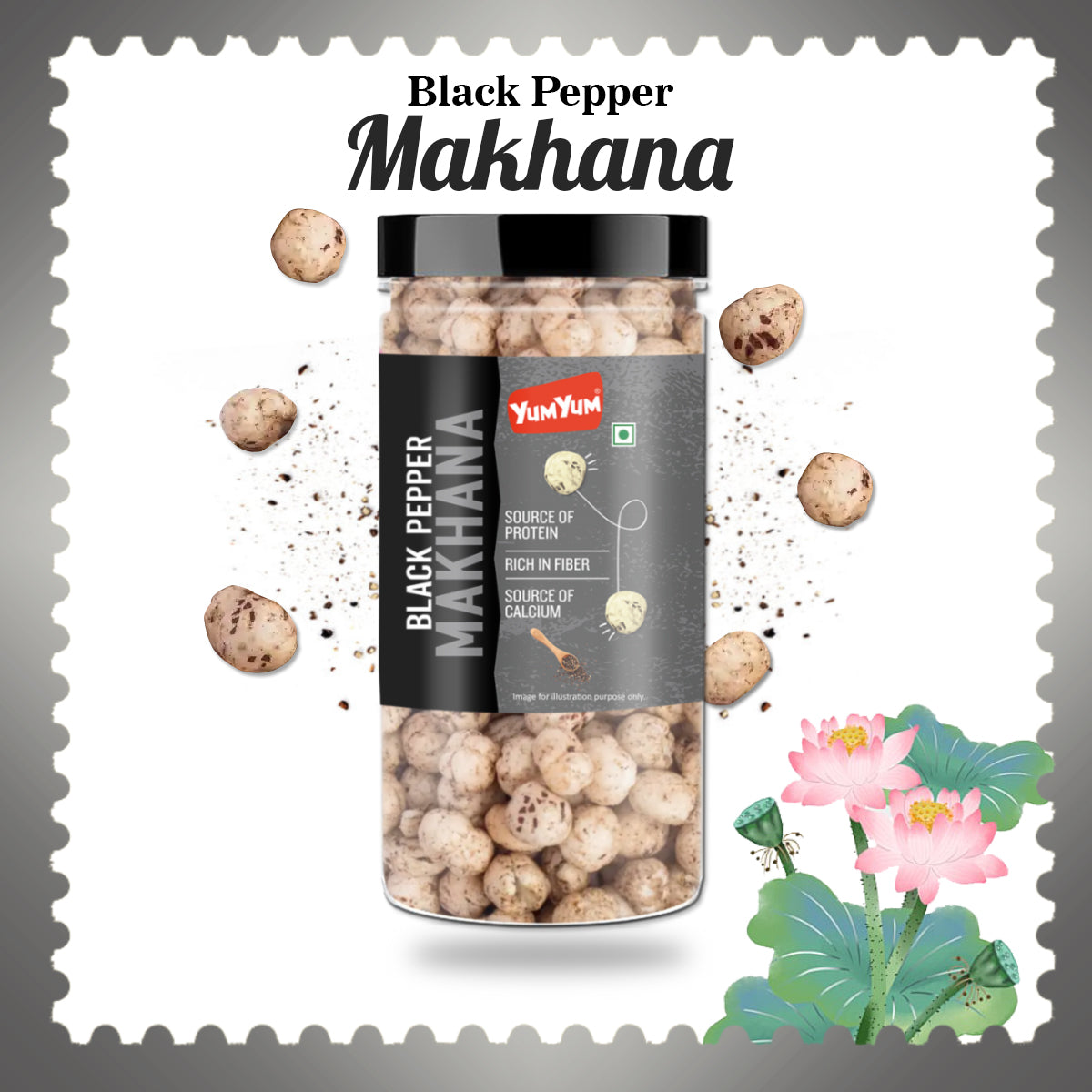 Yum Yum Black Pepper Makhana 90g Jar