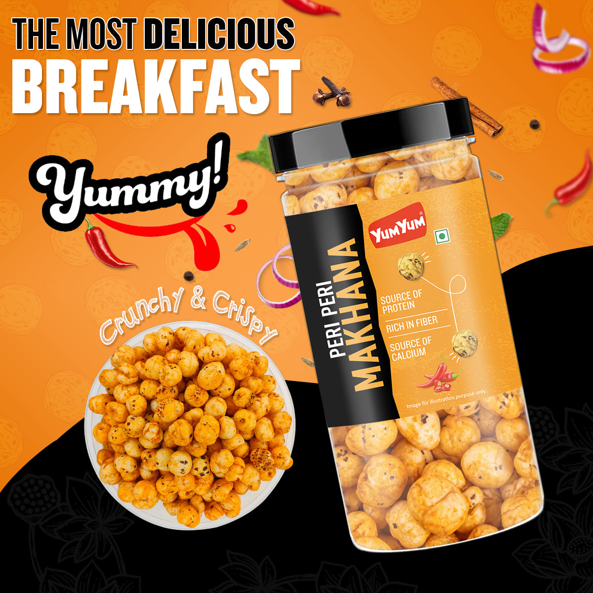 Yum Yum Peri Peri Makhana 90g Jar