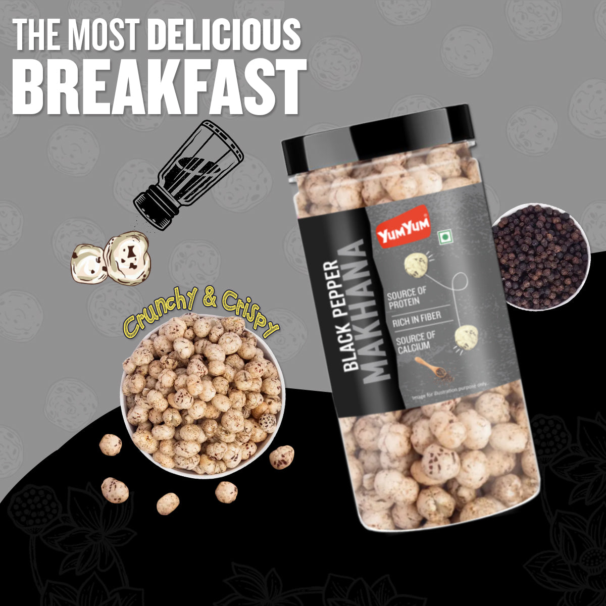 Yum Yum Black Pepper Makhana 90g Jar
