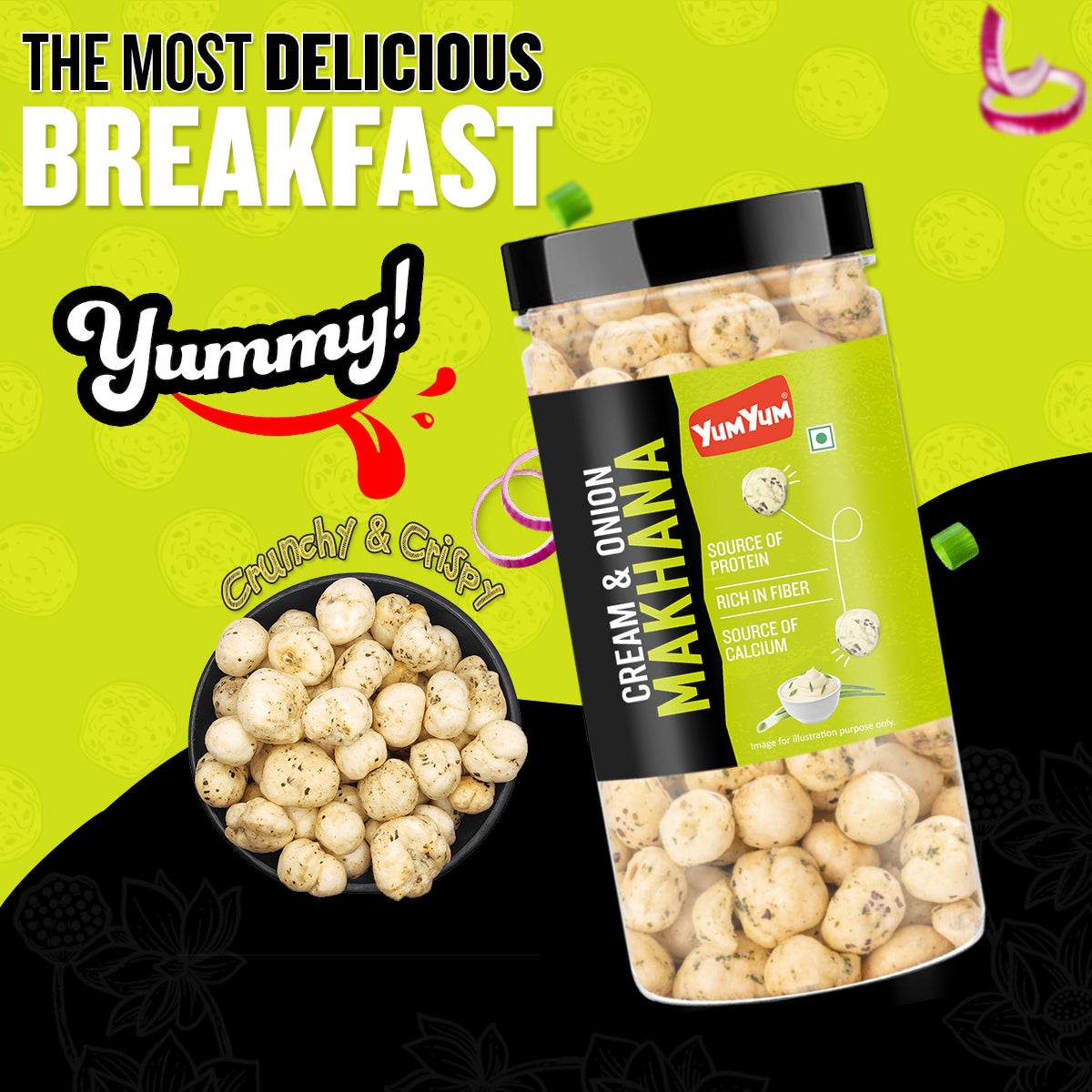 Yum Yum Cream & Onion Makhana 90g Jar