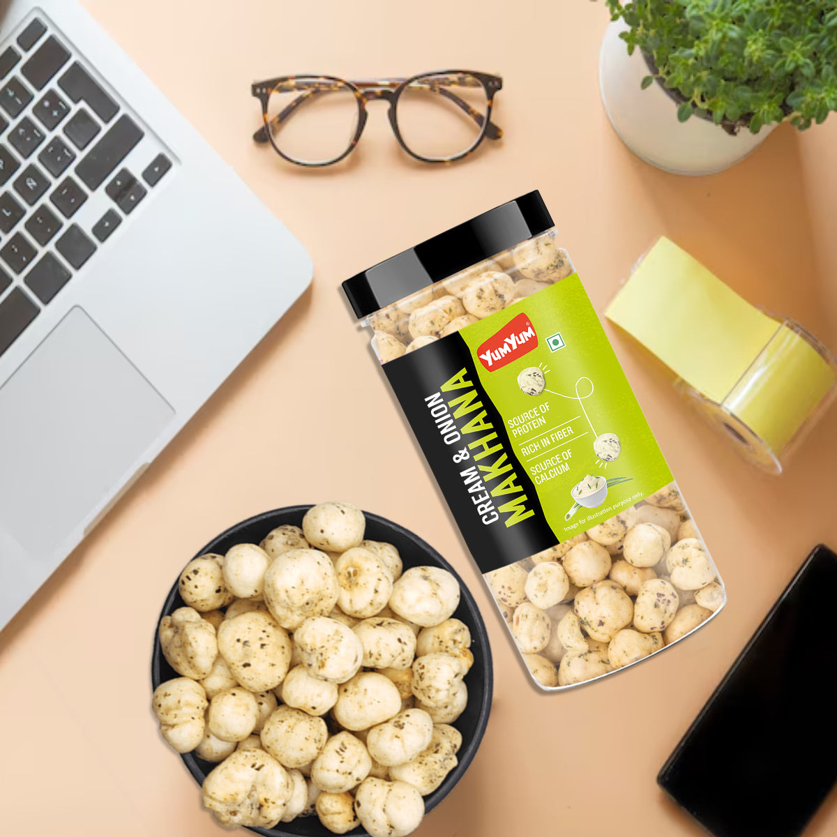 Yum Yum Cream & Onion Makhana 90g Jar