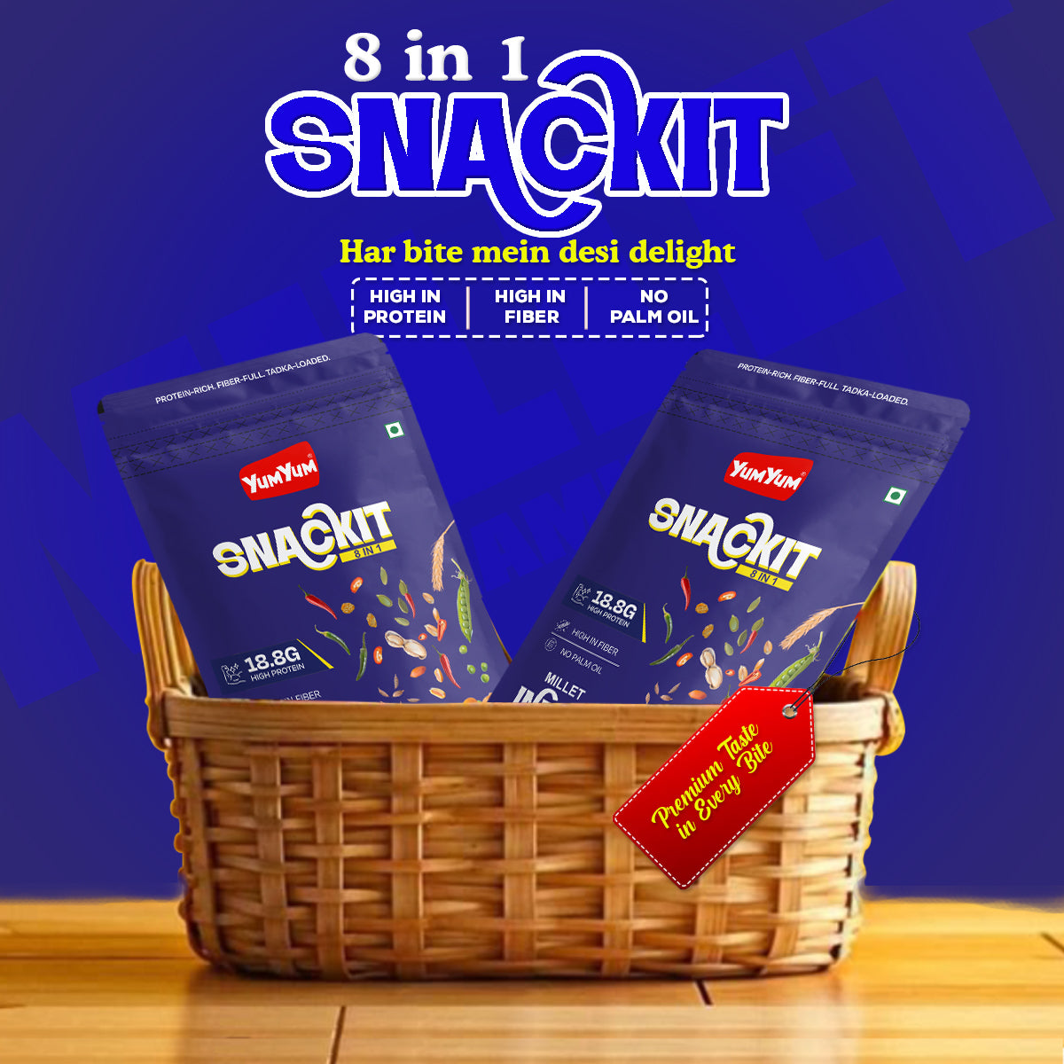 Yum Yum Indian Tadka -80g x Pack of 2 Pouch