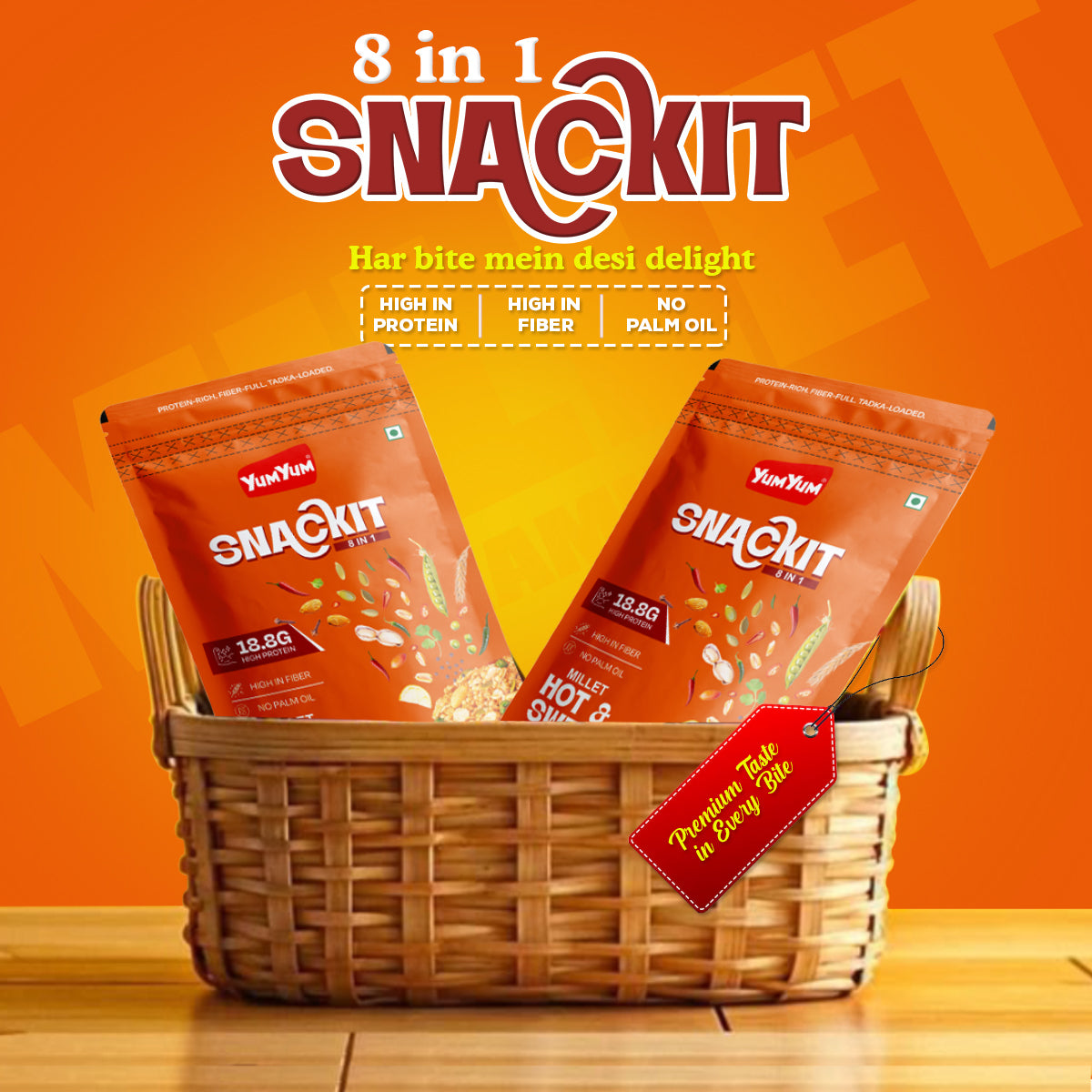 Yum Yum Hot & Sweet-Chilli Snackit-80g x Pack of 2 Pouch