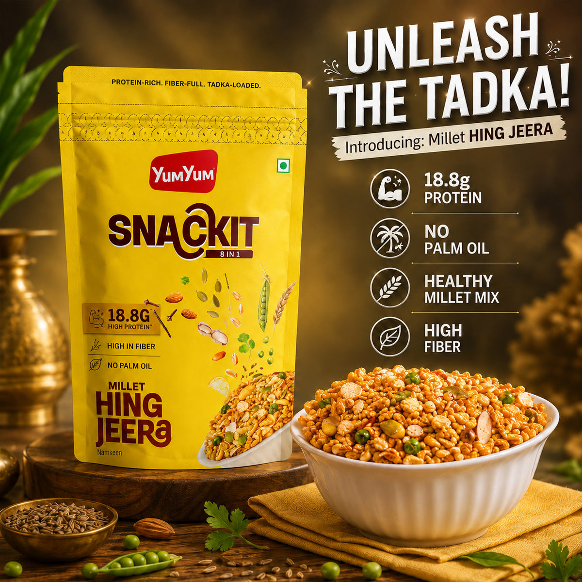 Yum Yum Hing Jeera Snackit-80g x Pack of 2 Pouch