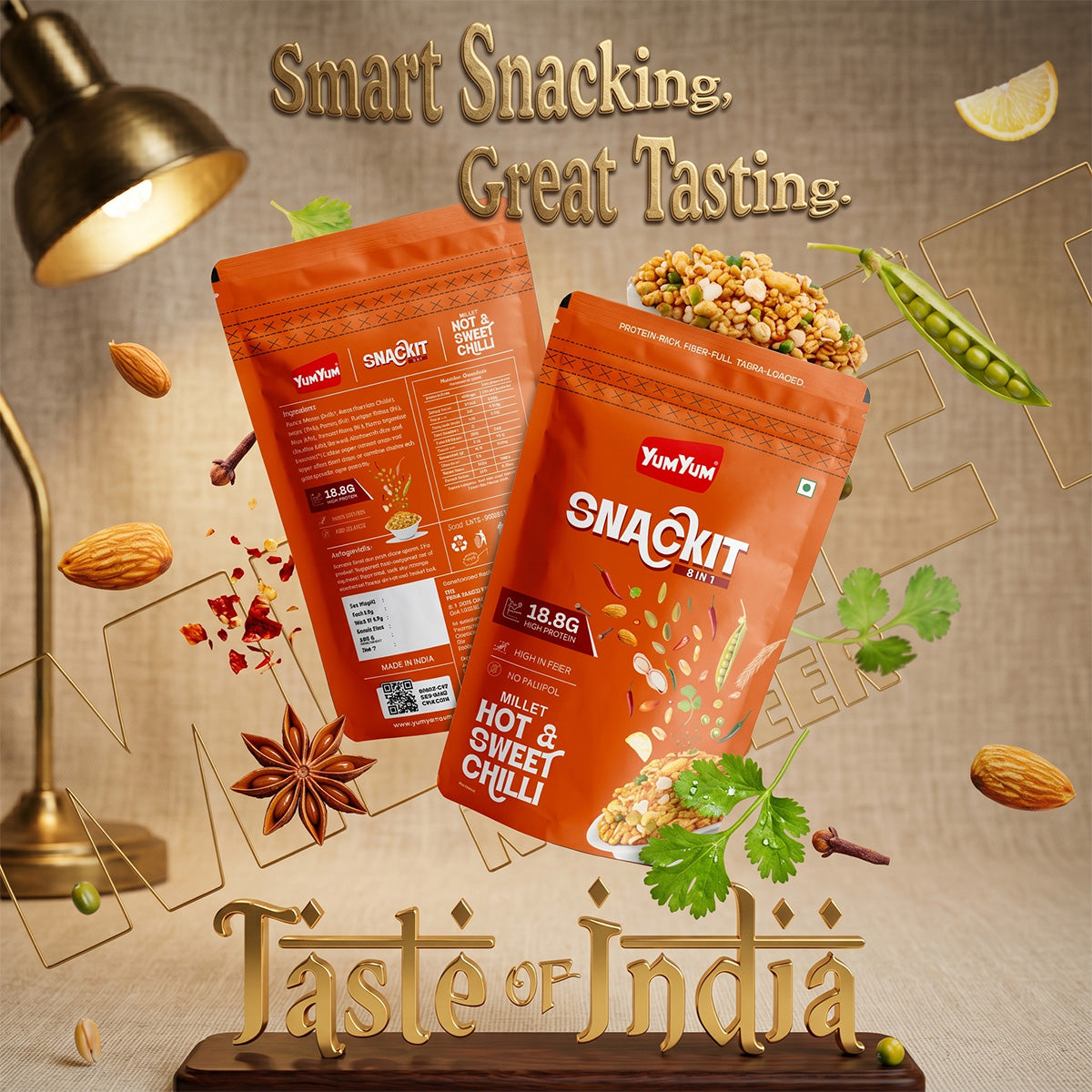 Yum Yum Hot & Sweet-Chilli Snackit-80g x Pack of 2 Pouch