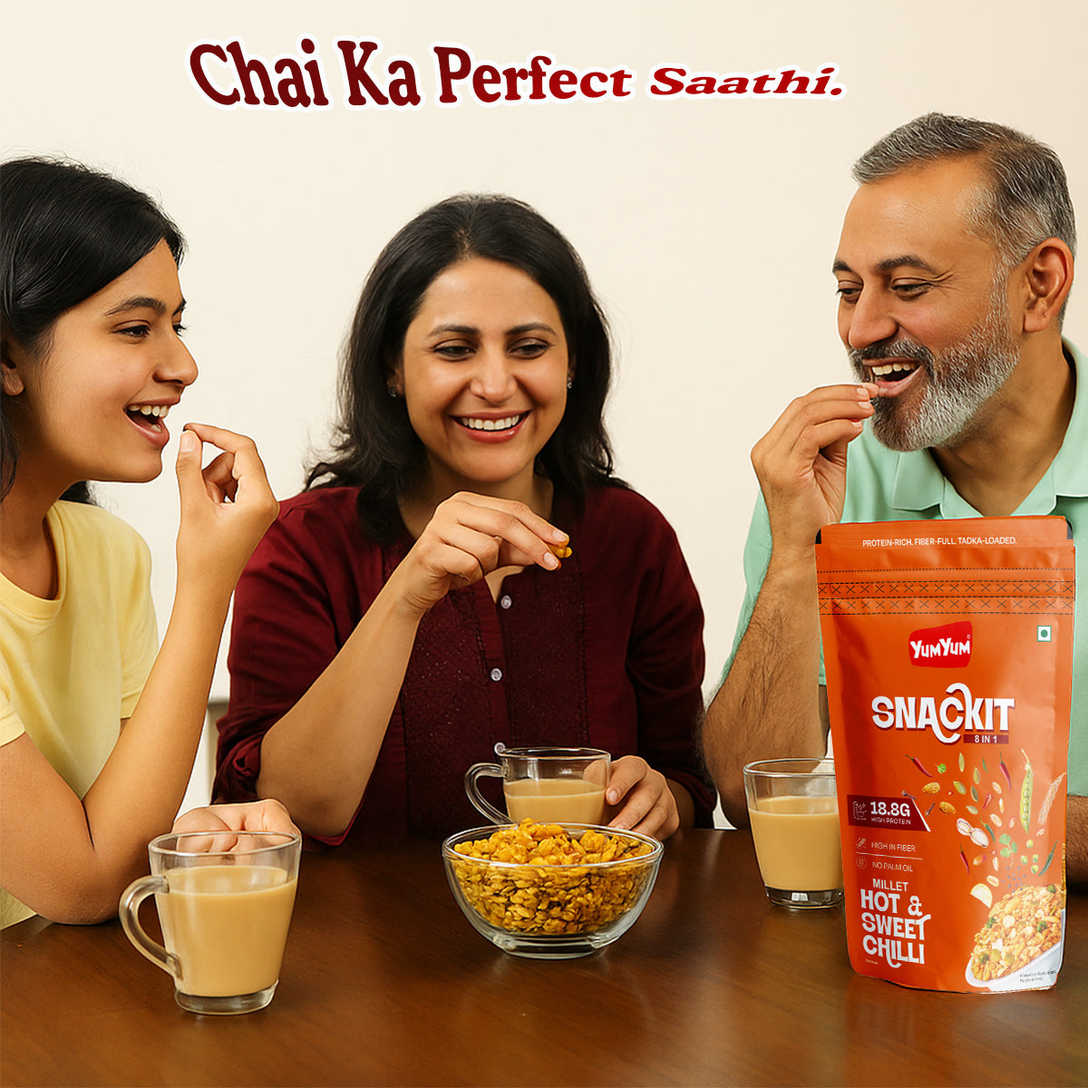 Yum Yum Hot & Sweet-Chilli Snackit-80g x Pack of 2 Pouch