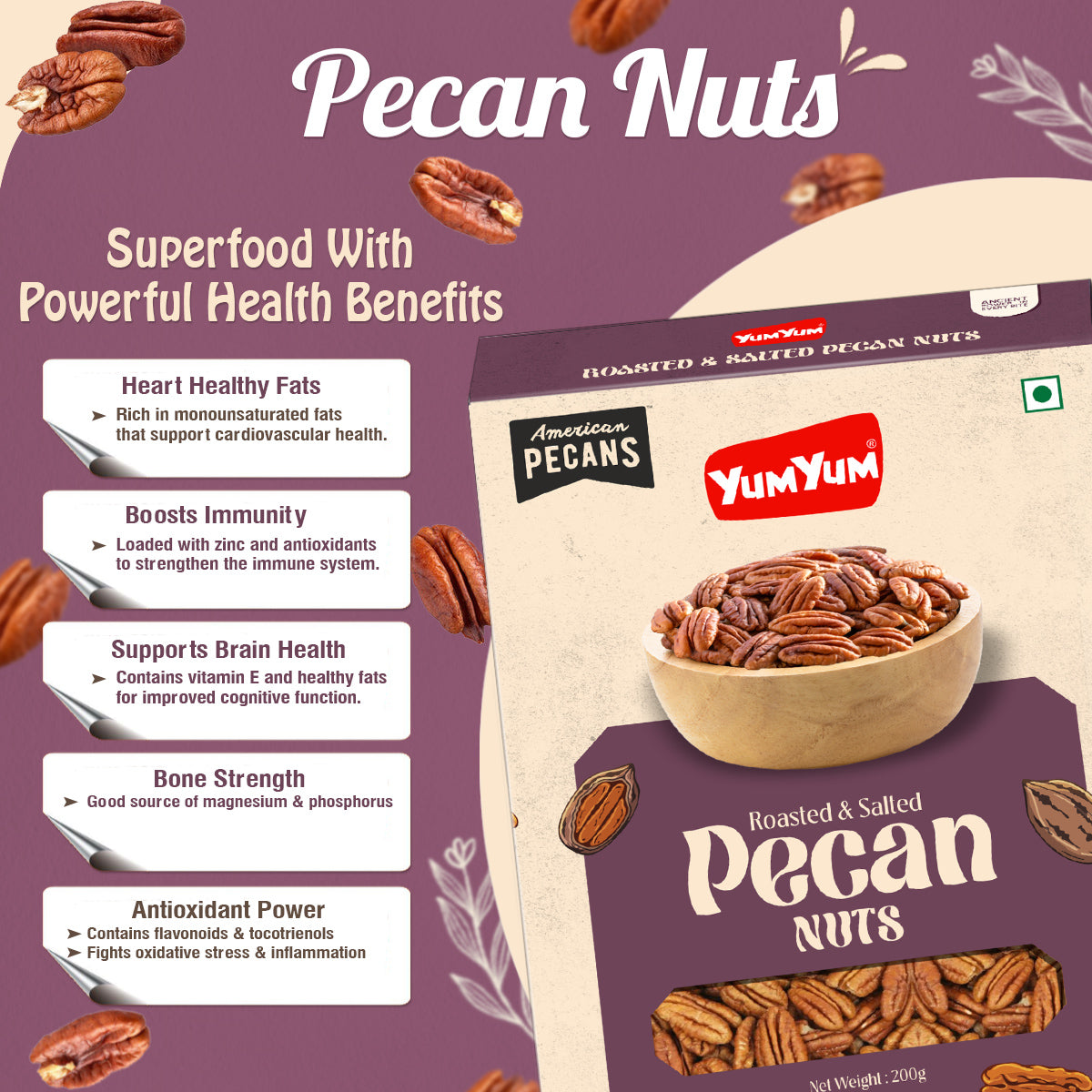 Yum Yum Roasted Pecan Nuts Box