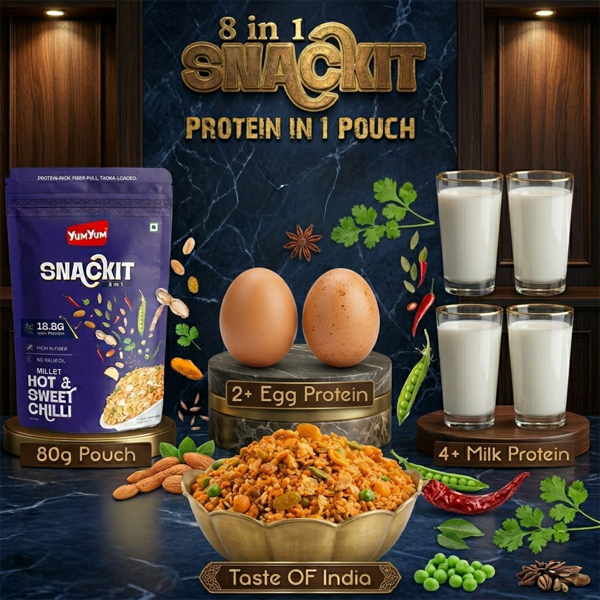 Yum Yum Indian Tadka -80g x Pack of 2 Pouch