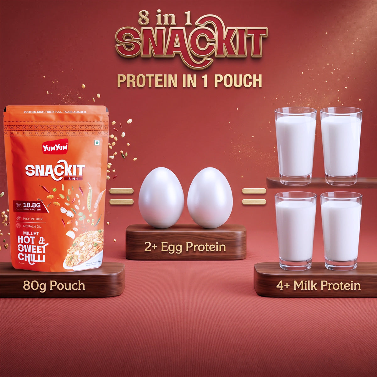 Yum Yum Hot & Sweet-Chilli Snackit-80g x Pack of 2 Pouch