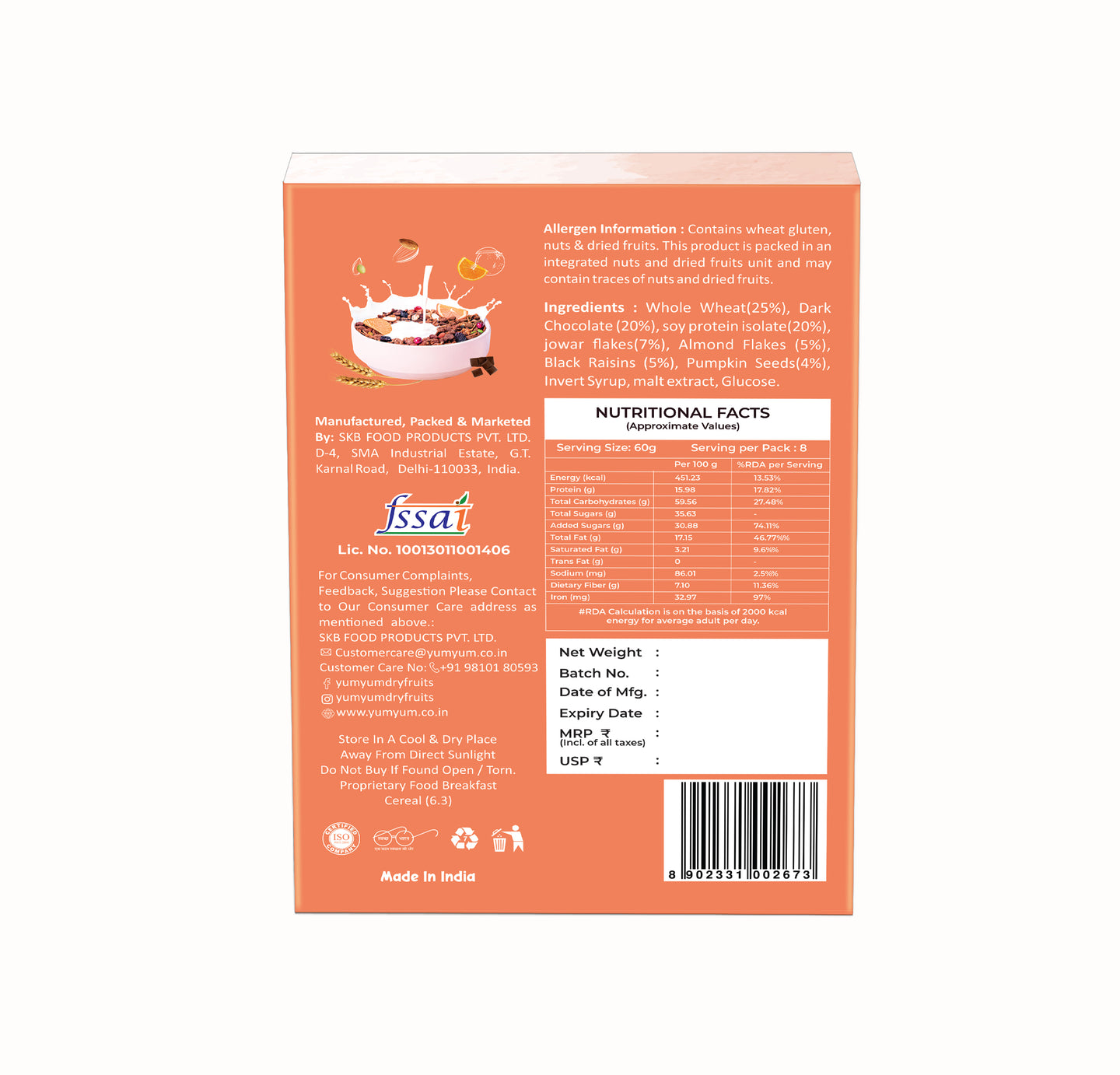 Yum Yum High Protein Muesli 500g Box