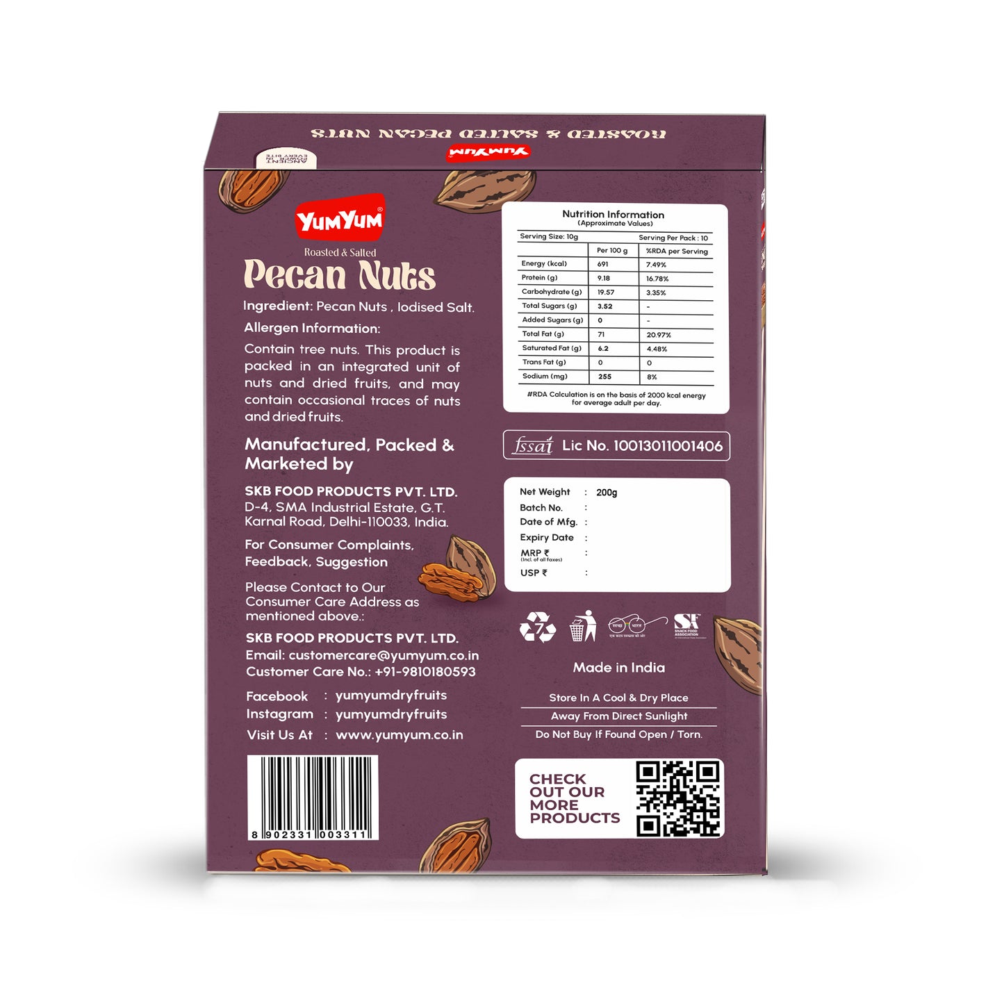 Yum Yum Roasted Pecan Nuts Box