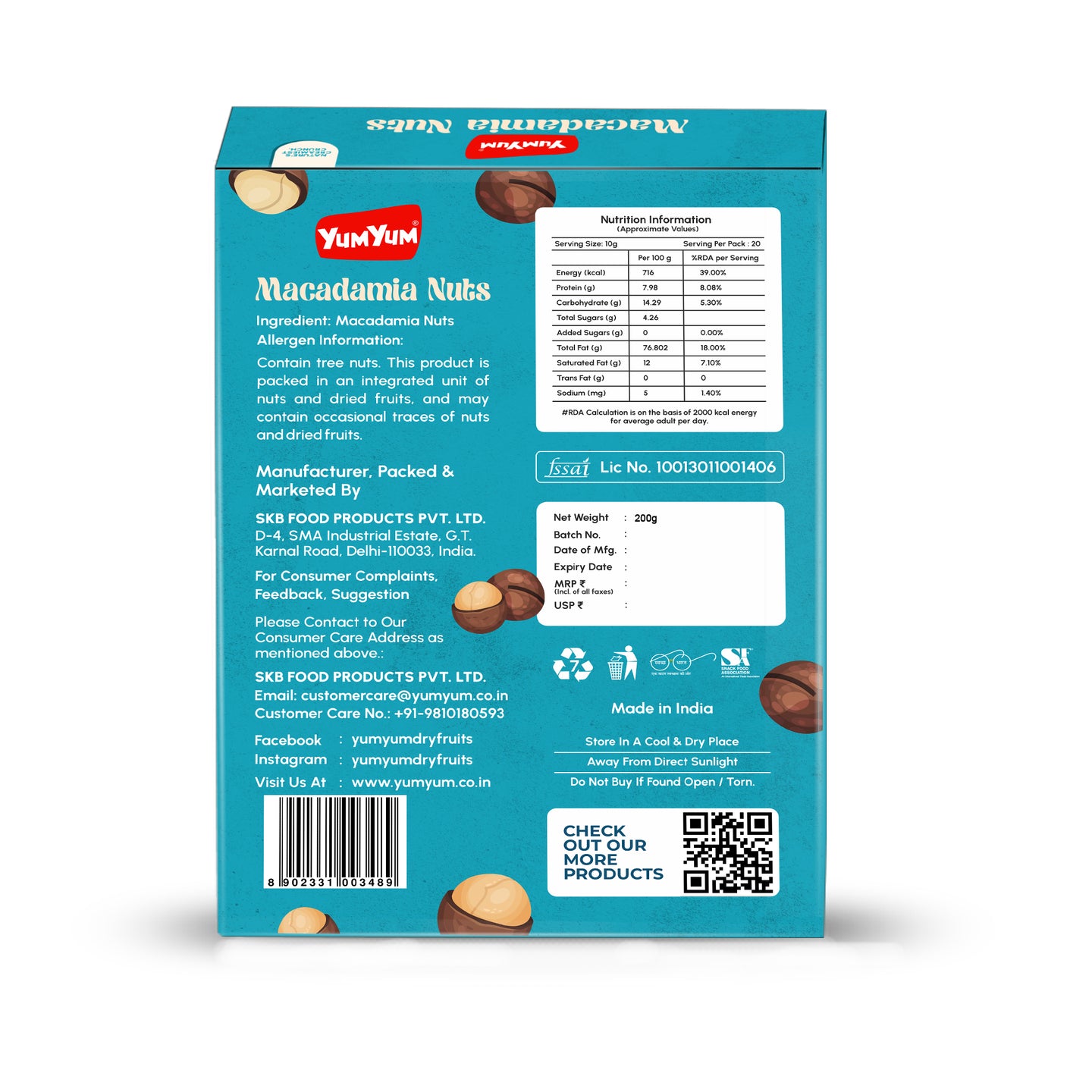 Yum Yum Premium Raw Macadamia Nuts Box